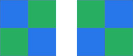 Both variations of the 4-pixel, 2-color diagonal lines